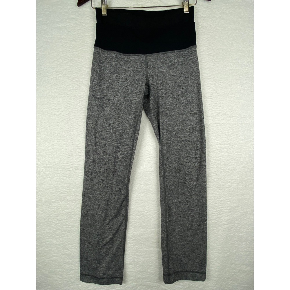 Lululemon Space Dye Heathered Gray High Rise‎ Leggings Ribbed Waistband Womens